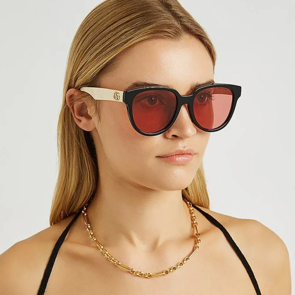 SALE! NEW Gucci GG0960SA 004 Black White Orange Square Women Sunglasses